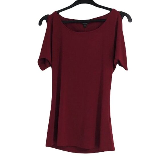 NWT Guess dark red shirt  sleeve open back draped blouse size small - Picture 1 of 15